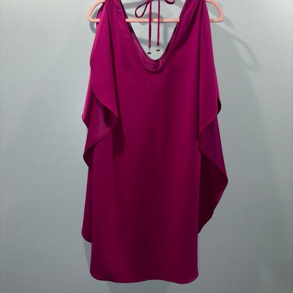 Trina Turk Haipo Shift Dress Hot Pink Flutter Sleeve Tie-Back | Size Small - Picture 7 of 15